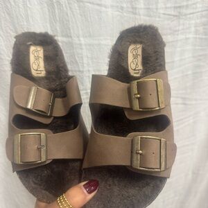 Refresh Taupe Double Strap Sandals